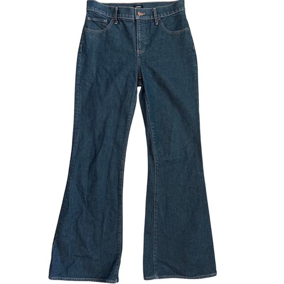 Express ‘70’s Flare Mid-Rise Back Seam Stretch Dark Wash Size 6R - Picture 4 of 10